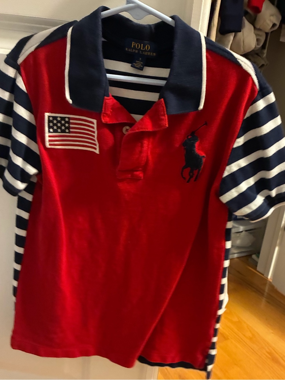 Polo Ralph Lauren Kids Red & Navy Striped Flag Polo Shirt